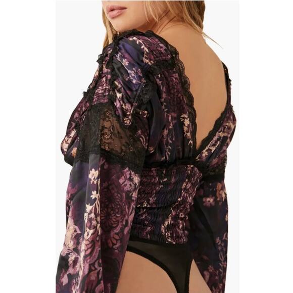 FREE PEOPLE WORTH THE WAIT FLORAL LONG SLEVEE BODYSUIT WO'S SIZE SMALL - Picture 5 of 5